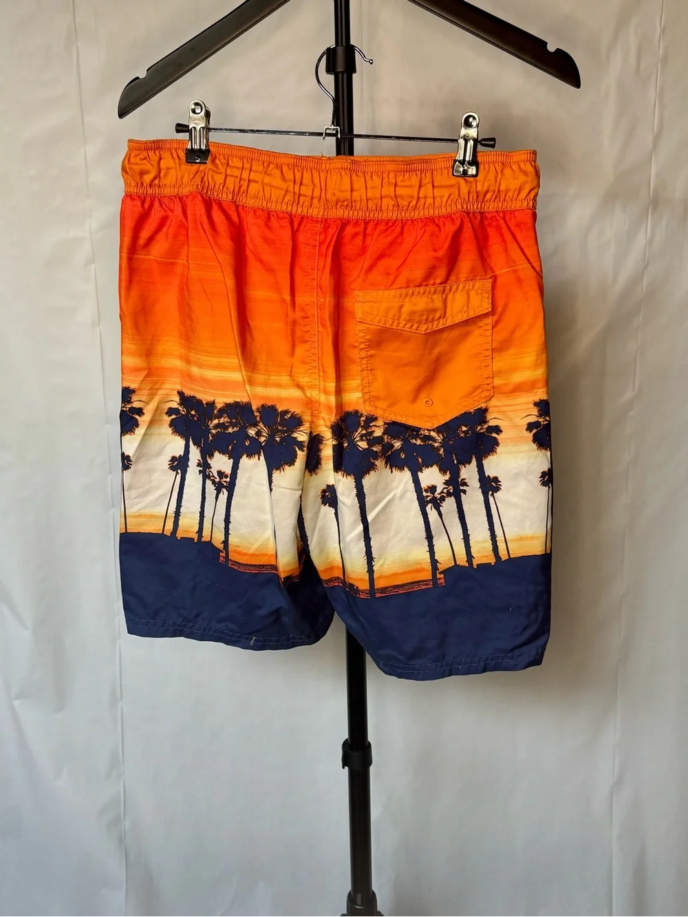 Cat & Jack Orange and Navy Sunset Palm Swim Board Shorts